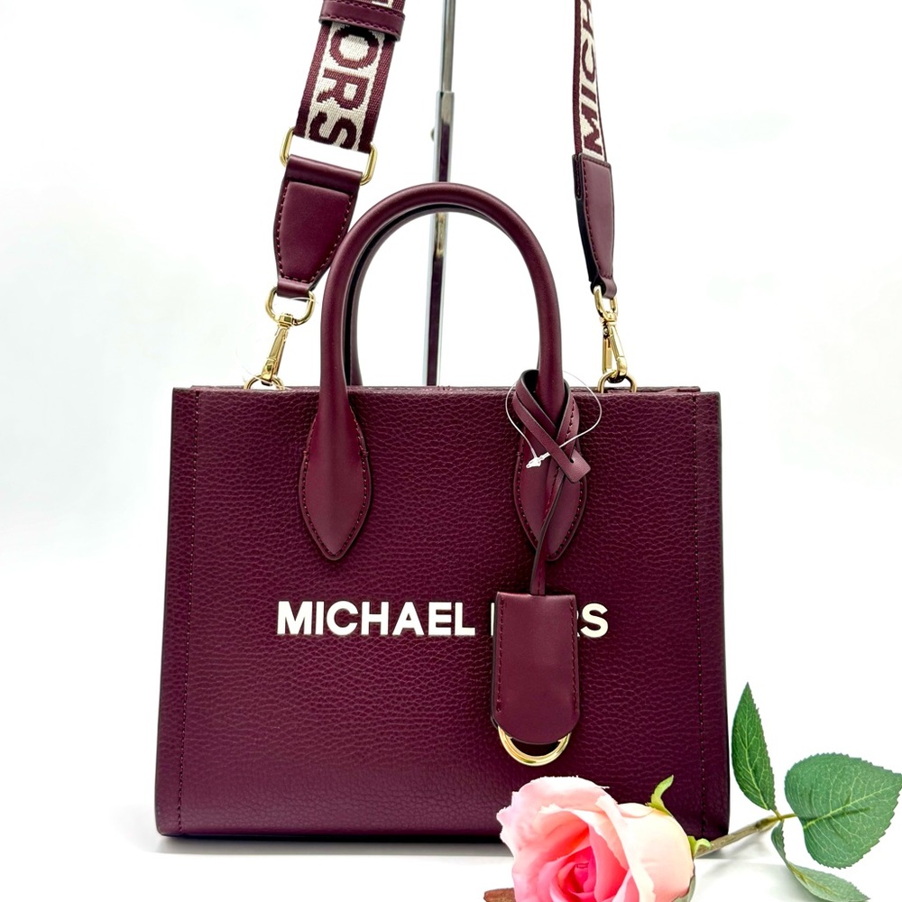 Michael Kors Mirella Small Signature Logo Crossbody Bag Ox Blood - Picture 2 of 8
